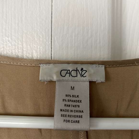 Cache gold silk blouse embellished M - Picture 3 of 4